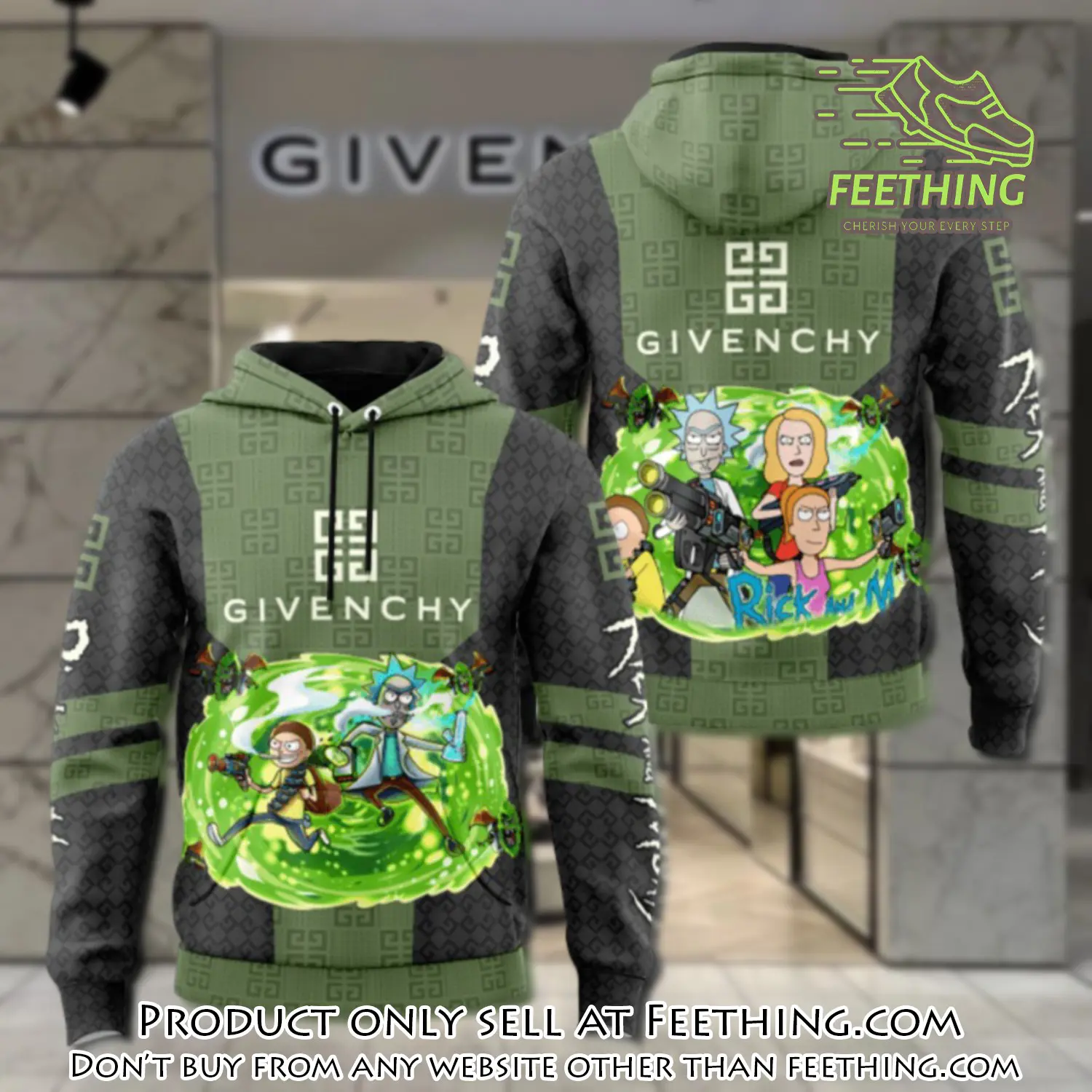 Givenchy rick and morty unisex hoodie luxury brand gifts  jh2009 ft4247094